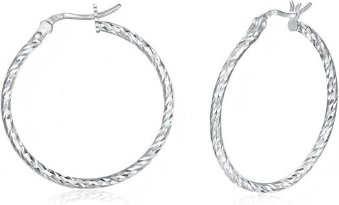 S925 Sterling Silver Minimalist Geometric Twist Circle Hoop Earrings - Durable, Hypoallergenic, and Nickel-Free Jewelry in Saudi Arabia
