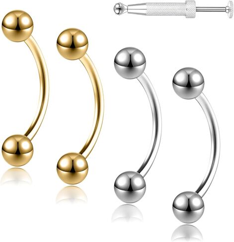G23 Titanium 20G 18G 16G 14G Eyebrow Piercing Jewelry Rook Rings Curved Barbell Tiny Eyebrow Ring Internal Thread Labret Lip Daith Rook Earrings Navel Belly Button Rings in Saudi Arabia