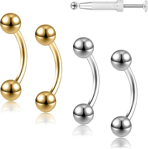 G23 Titanium 20G 18G 16G 14G Eyebrow Piercing Jewelry Rook Rings Curved Barbell Tiny Eyebrow Ring Internal Thread Labret Lip Daith Rook Earrings Navel Belly Button Rings in Saudi Arabia