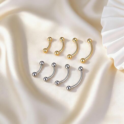 G23 Titanium 20G 18G 16G 14G Eyebrow Piercing Jewelry Rook Rings Curved Barbell Tiny Eyebrow Ring Internal Thread Labret Lip Daith Rook Earrings Navel Belly Button Rings in Saudi Arabia