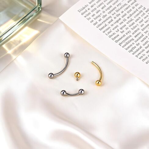 G23 Titanium 20G 18G 16G 14G Eyebrow Piercing Jewelry Rook Rings Curved Barbell Tiny Eyebrow Ring Internal Thread Labret Lip Daith Rook Earrings Navel Belly Button Rings in Saudi Arabia