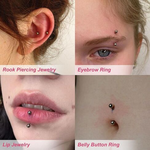 G23 Titanium 20G 18G 16G 14G Eyebrow Piercing Jewelry Rook Rings Curved Barbell Tiny Eyebrow Ring Internal Thread Labret Lip Daith Rook Earrings Navel Belly Button Rings in Saudi Arabia