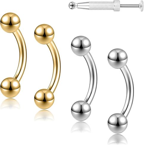 G23 Titanium 20G 18G 16G 14G Eyebrow Piercing Jewelry Rook Rings Curved Barbell Tiny Eyebrow Ring Internal Thread Labret Lip Daith Rook Earrings Navel Belly Button Rings in Saudi Arabia