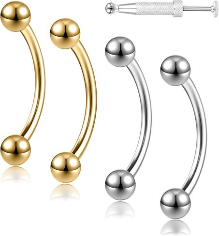 G23 Titanium 20G 18G 16G 14G Eyebrow Piercing Jewelry Rook Rings Curved Barbell Tiny Eyebrow Ring Internal Thread Labret Lip Daith Rook Earrings Navel Belly Button Rings in Saudi Arabia