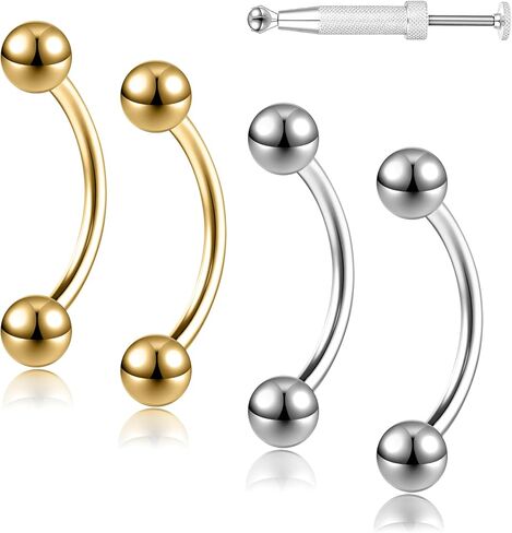 G23 Titanium 20G 18G 16G 14G Eyebrow Piercing Jewelry Rook Rings Curved Barbell Tiny Eyebrow Ring Internal Thread Labret Lip Daith Rook Earrings Navel Belly Button Rings in Saudi Arabia