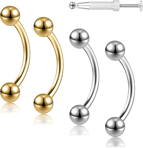 G23 Titanium 20G 18G 16G 14G Eyebrow Piercing Jewelry Rook Rings Curved Barbell Tiny Eyebrow Ring Internal Thread Labret Lip Daith Rook Earrings Navel Belly Button Rings in Saudi Arabia