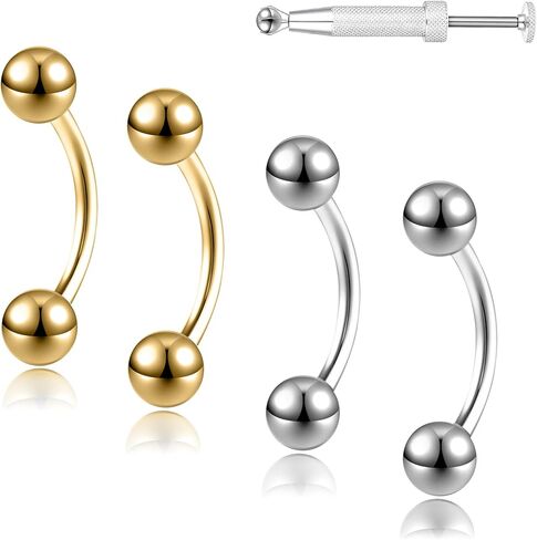 G23 Titanium 20G 18G 16G 14G Eyebrow Piercing Jewelry Rook Rings Curved Barbell Tiny Eyebrow Ring Internal Thread Labret Lip Daith Rook Earrings Navel Belly Button Rings in Saudi Arabia