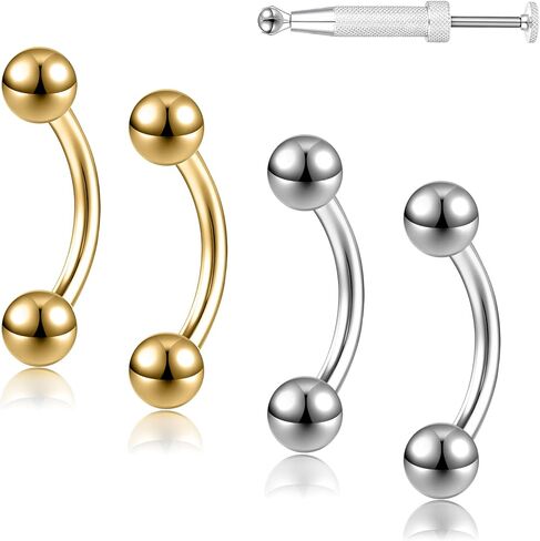 G23 Titanium 20G 18G 16G 14G Eyebrow Piercing Jewelry Rook Rings Curved Barbell Tiny Eyebrow Ring Internal Thread Labret Lip Daith Rook Earrings Navel Belly Button Rings in Saudi Arabia