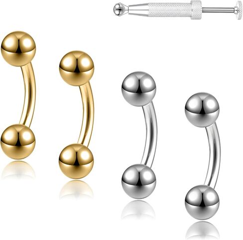 G23 Titanium 20G 18G 16G 14G Eyebrow Piercing Jewelry Rook Rings Curved Barbell Tiny Eyebrow Ring Internal Thread Labret Lip Daith Rook Earrings Navel Belly Button Rings in Saudi Arabia