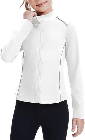 Girls Athletic Jacket Zip Up Horse Riding Shirts Kids Yoga Jackets Workout Coat in Kuwait