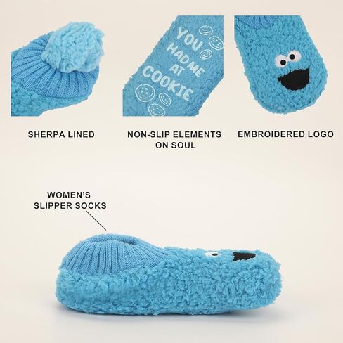 Bioworld Sesame Street Cookie Monster Themed Women's Slipper Sock in Saudi Arabia