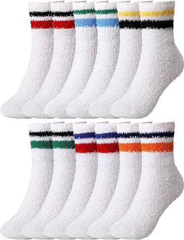Geyoga 6 Pairs Fuzzy Socks for Women Gifts Winter Cozy Fluffy Slipper Socks Valentines Gift for Men in Saudi Arabia