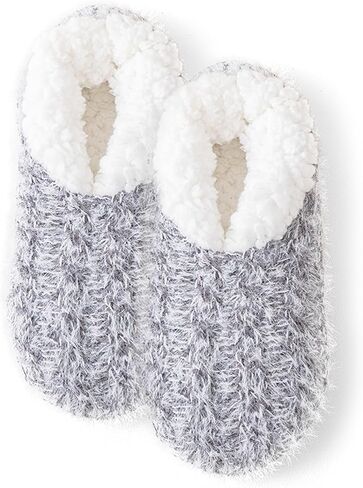 Sherpa Fleece Lined Fur Fuzzy Slipper Socks,Non Slip Fuzzy Plush Cable-Knit Home Slippers Ankle Socks for Women in Saudi Arabia