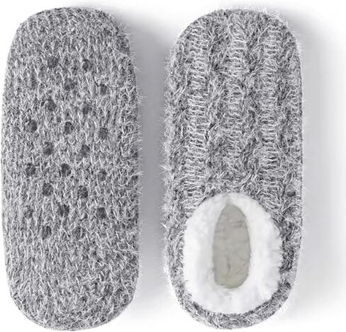 Sherpa Fleece Lined Fur Fuzzy Slipper Socks,Non Slip Fuzzy Plush Cable-Knit Home Slippers Ankle Socks for Women in Saudi Arabia