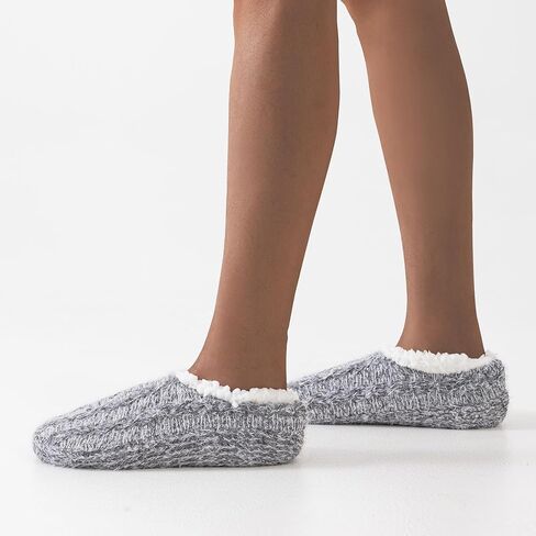 Sherpa Fleece Lined Fur Fuzzy Slipper Socks,Non Slip Fuzzy Plush Cable-Knit Home Slippers Ankle Socks for Women in Saudi Arabia