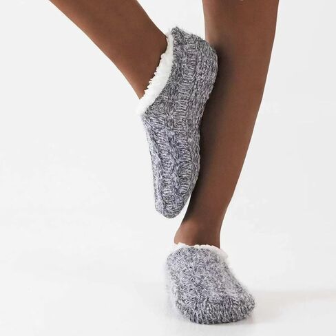 Sherpa Fleece Lined Fur Fuzzy Slipper Socks,Non Slip Fuzzy Plush Cable-Knit Home Slippers Ankle Socks for Women in Saudi Arabia