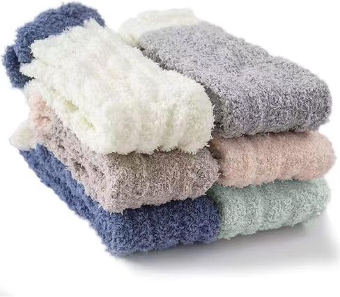 6 Pairs Warm Cozy Gifts for Women, Womens Winter Fuzzy Socks, Stocking Stuufers, Fluffy Fuzzy Plush Sleeping Slipper Socks - Soft Warm Fabric [6 colors] in Saudi Arabia