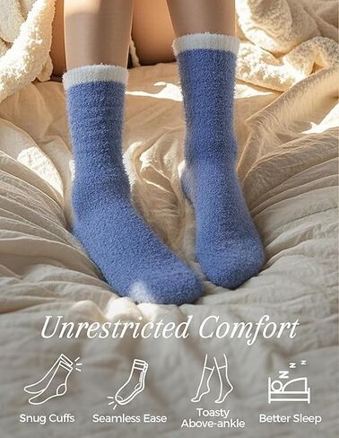 6 Pairs Warm Cozy Gifts for Women, Womens Winter Fuzzy Socks, Stocking Stuufers, Fluffy Fuzzy Plush Sleeping Slipper Socks - Soft Warm Fabric [6 colors] in Saudi Arabia