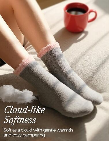 6 Pairs Warm Cozy Gifts for Women, Womens Winter Fuzzy Socks, Stocking Stuufers, Fluffy Fuzzy Plush Sleeping Slipper Socks - Soft Warm Fabric [6 colors] in Saudi Arabia