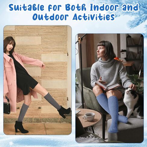 Liitrsh 12 Pairs Fuzzy Socks for Women Knee Fuzzy Socks Long Slipper Socks Warm Cute Winter Socks High Cozy Christmas Fluffy Socks for Women Comfort Sleeping Home, 12 Colors in Saudi Arabia