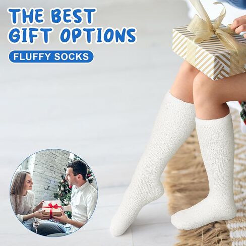 Liitrsh 12 Pairs Fuzzy Socks for Women Knee Fuzzy Socks Long Slipper Socks Warm Cute Winter Socks High Cozy Christmas Fluffy Socks for Women Comfort Sleeping Home, 12 Colors in Saudi Arabia