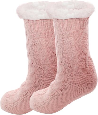 Women Slipper Socks Cozy Winter Warm Fuzzy Socks Non Slip Home Christmas Sock Khaki in Saudi Arabia