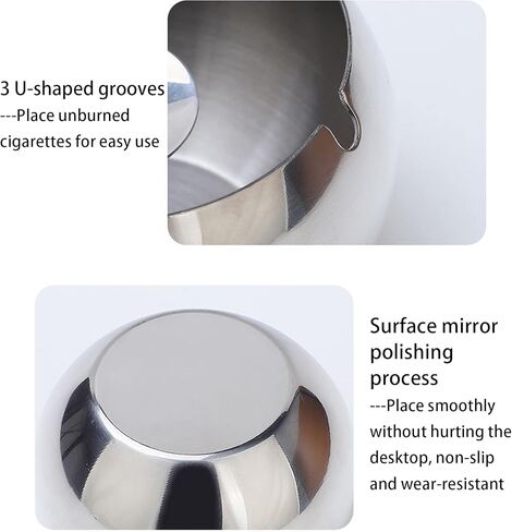 Large Outdoor Ashtray with Lid, hanlongyu Stainless Steel Ash Tray Sets for Weed, Metal Windproof Ashtrays for Cigarettes, Smokers, Desktop Smoking Ashtray Office Patio Home Decor in Saudi Arabia