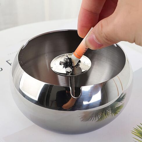 Large Outdoor Ashtray with Lid, hanlongyu Stainless Steel Ash Tray Sets for Weed, Metal Windproof Ashtrays for Cigarettes, Smokers, Desktop Smoking Ashtray Office Patio Home Decor in Saudi Arabia