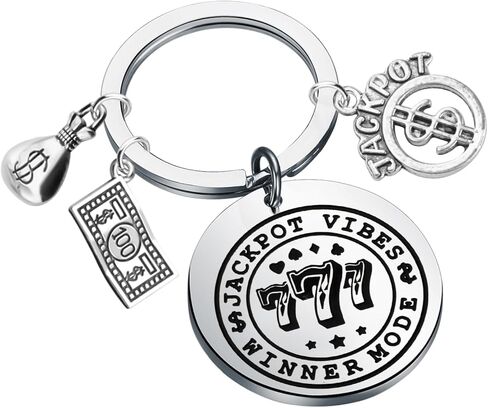 Casino Lover Gift Slot Machine Lucky 777 Las Vegas Gambling Keychain Gambler Ticket Jewelry Jackpot Vibes Winner Mode in Saudi Arabia