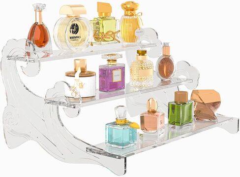 رف عرض أكريليك من 3 طبقات لمنظم العطور، وحامل الكب كيك، وأشكال قابلة للجمع - رف عطر شفاف، برج الحلوى in Saudi Arabia