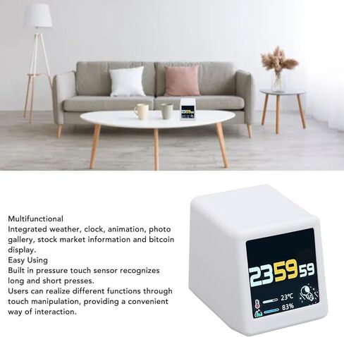 Pomya Bitcoin Stock Ticker Monitor Display Time Weather, WiFi Desktop Digital Clock, Multifunctional Easy Using Versatile App Integration and Photo Gallery Features in Saudi Arabia