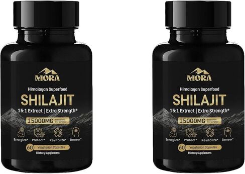 مورا هيمالايا شيلاجيت كبسولات | 70 ٪+ حمض فولفيك ، 85+ تتبع المعادن | عشب الايورفيدا الطبيعي للطاقة ودعم المناعة والحيوية والعافية | 60 كبسولة مع مختبر الطرف الثالث تم اختبارها in Kuwait