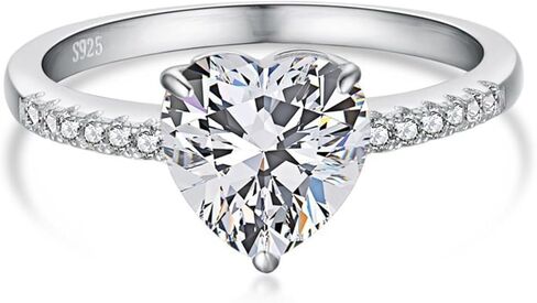 18K White Gold Plated 1.3CT Heart Cut Lab Grown Diamond Wedding Band, D Color VVS1 Clarity Eternity Simulated Ring for Women Engagement Anniversary, Designer-Setting Eternity Ring in Saudi Arabia