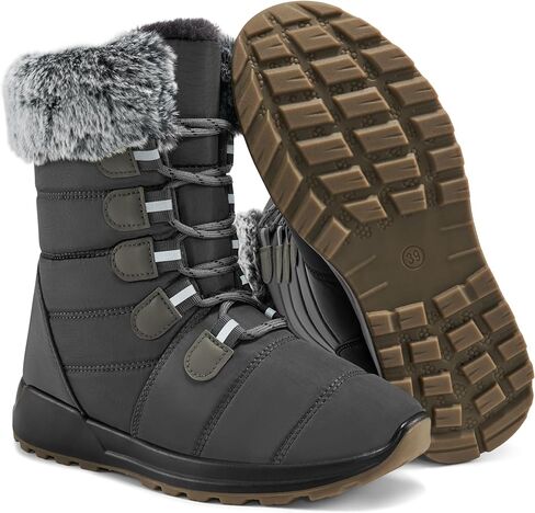 Womens Winter Snow Boots 2026: Waterproof Mid Calf All-day Comfort Warm Fur Lined Outdoor Shoes for Walking in Kuwait
