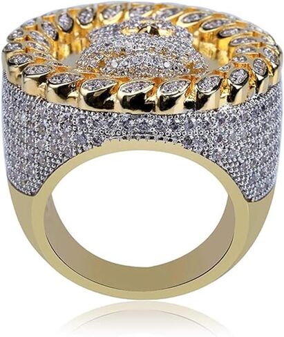 14K Gold Men's Cat Eye Moissanite Ring, Hip Hop Style Bold Statement Jewelry, Unique Gift for Him and Trendy Mens Fashion Accessory in Saudi Arabia