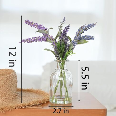 Abzo Fake Flowers- Artificial Lavender Plants in Glass Vase with Faux Water,Faux Silk Flowers Fake Plant Decor for Home Office, Bathroom Farmhouse Kitchen Dining Table Decor in Saudi Arabia