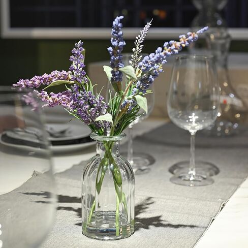 Abzo Fake Flowers- Artificial Lavender Plants in Glass Vase with Faux Water,Faux Silk Flowers Fake Plant Decor for Home Office, Bathroom Farmhouse Kitchen Dining Table Decor in Saudi Arabia