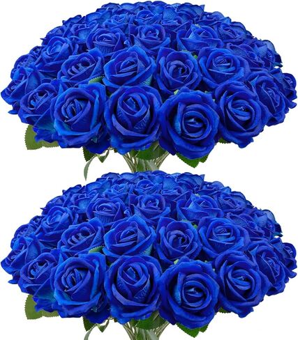 Wondrus Bulk Artificial Flowers 50 PCS, Fake Velvet Silk Red Roses with Long Stems Realistic Bouquet for Wedding Centerpieces, Faux Arrangement for Valentines Day Home Table Decorations in Saudi Arabia