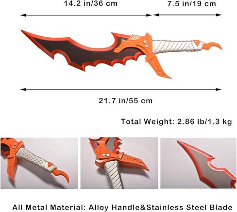All Metal Anime Knight Killer Kasaka Sword Sung Jingwoo with Display Stand for Collection, Cosplay-21.7 Inch Red in Saudi Arabia