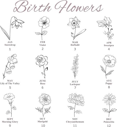 Anavia Personalized Birthday Month Flowers Necklace, Personalized Engraved Floral Bar Necklace, Customized Birthday Gifts Love Jewelry Mom Sister Friends Family Couple Long Distance in Saudi Arabia