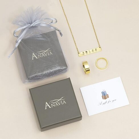 Anavia Personalized Birthday Month Flowers Necklace, Personalized Engraved Floral Bar Necklace, Customized Birthday Gifts Love Jewelry Mom Sister Friends Family Couple Long Distance in Saudi Arabia