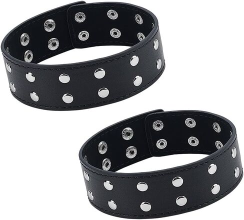 OLYCRAFT 2Pcs Leather Arm Band Adjustable Armband Harness Leather Snap Armbands Black Gothic Snap Armbands Adjustable Gothic Armband Sleeve for Men Women Unisex Shirt Costume Party Accessories in Saudi Arabia