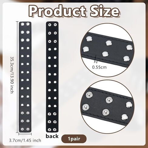 OLYCRAFT 2Pcs Leather Arm Band Adjustable Armband Harness Leather Snap Armbands Black Gothic Snap Armbands Adjustable Gothic Armband Sleeve for Men Women Unisex Shirt Costume Party Accessories in Saudi Arabia