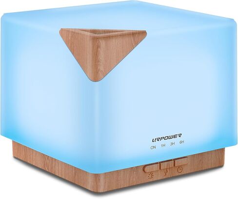 URPOWER 700ML Aromatherapy Essential Oil Diffuser, 700ml Large Ultrasonic Scent Diffusers Humidifier with Adjustable Mist Mode/4 Timer Settings/ 7 LED Light Colors for Home Office Study in Saudi Arabia