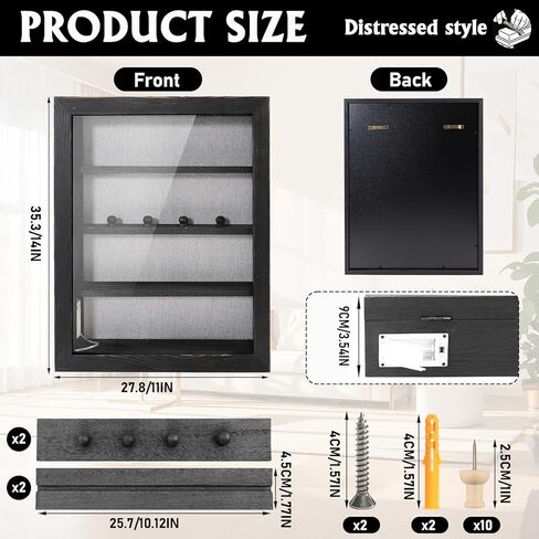 صندوق الظل مقاس 14 × 11 حافظات عرض إطارات الصور السوداء مع ضوء LED، وصناديق تذكارات الذاكرة مع 4 أرفف حلية قابلة للإزالة، للاحتفال بالذكرى السنوية لحفلات الزفاف وخريجي الأطفال التذكارية القديمة المتعثرة in Kuwait