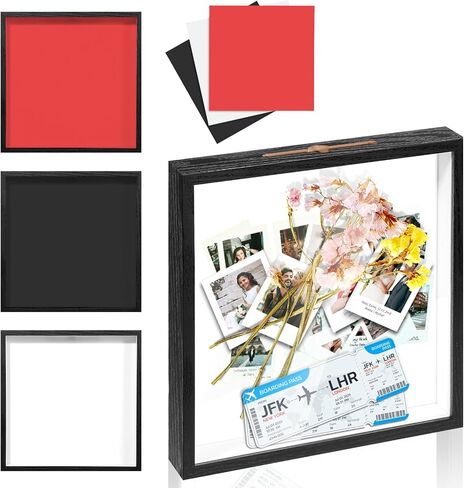 صندوق ظلال أرشيف مغامرات السفر للذكريات - إطار صندوق ظلال مقاس 12 × 12 بوصة مع فتحات لذاكرة السفر حافظة عرض تذكارية للتذاكر والبطاقات البريدية والمتحف وحقيبة عرض إطار السفر، أسود in Saudi Arabia