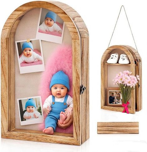 إطار صندوق ظلال مقاس 11 × 16 مع زجاج شبكي، إطار صندوق ظل عميق مع ظهر من الكتان وأرفف قابلة للإزالة، علبة عرض زجاجية خشبية للميداليات والصور والتذكارات والجوائز، عمق 4 بوصات (أبيض) in Kuwait