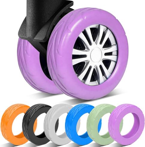 8 Pcs Upgraded Luggage Wheel Covers, Suitcase Protector, Wear-Resistant Anti-Noise Silicone Wheel Covers for 2-2.4" Spinner Wheels, Travel Accessories for Carry On Luggage (Black, Small) in Saudi Arabia