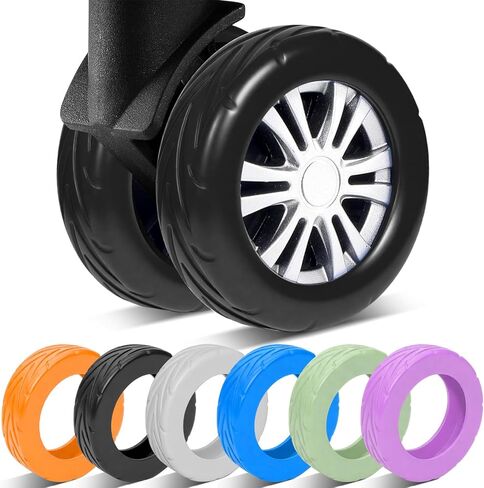 8 Pcs Upgraded Luggage Wheel Covers, Suitcase Protector, Wear-Resistant Anti-Noise Silicone Wheel Covers for 2-2.4" Spinner Wheels, Travel Accessories for Carry On Luggage (Black, Small) in Saudi Arabia