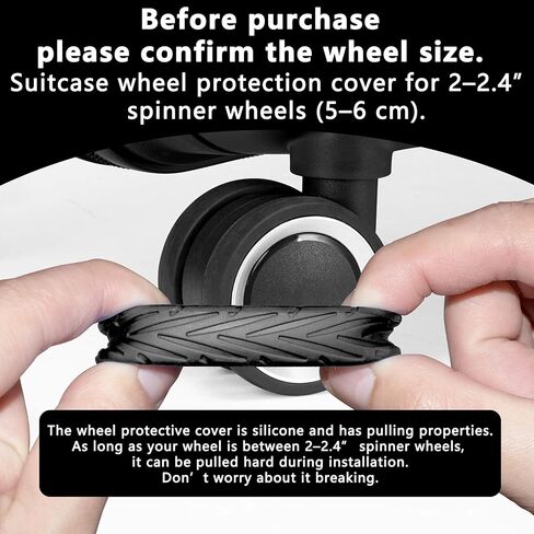 8 Pcs Upgraded Luggage Wheel Covers, Suitcase Protector, Wear-Resistant Anti-Noise Silicone Wheel Covers for 2-2.4" Spinner Wheels, Travel Accessories for Carry On Luggage (Black, Small) in Saudi Arabia
